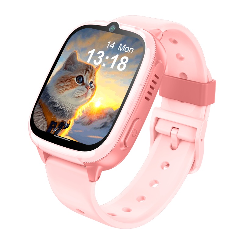 Montre connectée pour enfant Wearintell D53 avec écran, GPS, 4G, appels vidéo et étanchéité IPX7, affichée en image.